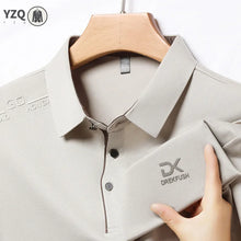 Load image into Gallery viewer, Men's Business Casual Short Sleeve Polo Shirt Solid Color with Badge Fashionable Breathable Comfortable Versatile Business Top
