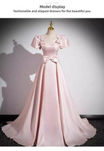 Load image into Gallery viewer, Elegant Party Evening Dress for Women 2026 New Pink French Satin Fashion Chorus Adult Ceremony Fashion Show Banquet Dress
