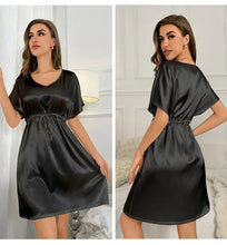 Load image into Gallery viewer, V-Neck Nightdress Loungewear Women Sleepwear Morning Gown Lingerie Sleepdress Robe Summer Nightgown Silky Satin Home Dress
