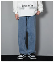 Load image into Gallery viewer, 2026 New Korean Men's Casual Long Jeans Classic Man Straight Denim Wide-leg Pants Solid Color Light Blue Grey Black
