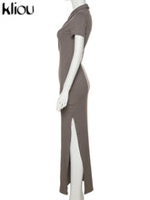 Load image into Gallery viewer, Elegant Collar Side Slit Dress
