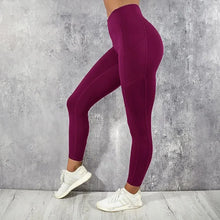 Load image into Gallery viewer, Yoga Fitness Women Leggings High Waist Tights with Pocket Gym Workout Running Stretchy Sexy Butt Liftting Casual Skinny Pants
