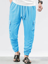 Load image into Gallery viewer, Men's Grid Cargo Joggers Drawstring Elastic Waist Multi Pocket Casual Ankle Length Trousers

