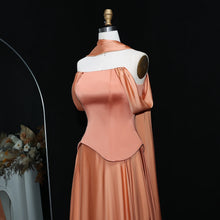 Load image into Gallery viewer, Brown Off Shoulder Chiffon Evening Gown
