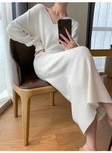 Load image into Gallery viewer, French Knit V-Neck Midi Dress
