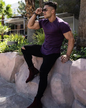 Load image into Gallery viewer, Muscle Training T-shirt Men's Summer Workout Short Sleeve T-shirt High Quality Cotton Fitness Men T-shirt Gym Solid Color Tops
