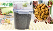 Load image into Gallery viewer, 1.5kg/2kg Dog Cat Food Pail Plastic Storage Tank with Measuring Cup Container Moisture-proof Sealed Jar Pet Supplies Accessories
