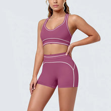 Load image into Gallery viewer, New Woman Yoga Set Color Blocking Sexy Sport Bra Yoga Underwear with Chest Pad High Waist Stripe Running Fitness Shorts Yoga Set
