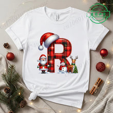 Load image into Gallery viewer, Festive Alphabet Holiday Casual Tee
