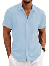 Load image into Gallery viewer, Mens Golf Shirts for Men Summer Beach Loose Shirt Button Down Short Sleeve Blouses Solid Print Casual Linen Shirts Streetwear
