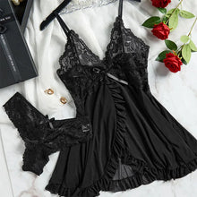Load image into Gallery viewer, Suspender Suit Summer Ultra-thin Nightgown Lace Thong Sets Women's Sexy Pyjamas Lingerie Hot Night Dress Comfortable Sleepwear
