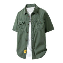Load image into Gallery viewer, Workwear shirt for men summer loose and casual short-sleeved men American retro lapel coat trendy brand outdoor wear
