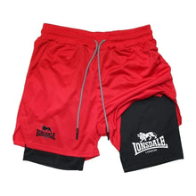 Load image into Gallery viewer, Print 2in1 Running Shorts for Men Gym Workout Compression Shorts with Phone Pocket Towel Loop Summer Sport Athletic Activewear
