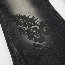 Load image into Gallery viewer, Women's Jeans  New American Retro Street Style Plant Print Washed Vintage Low-Rise Flare Pants Trendy Versatile
