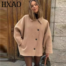 Load image into Gallery viewer, HXAO Woman Winter Coats Faux Wool Coats And Mixtures Oversized Long Coat Women Autumn Long Sleeve Solid Coats Casual Warm Parkas

