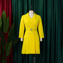 Load image into Gallery viewer, Pleated Notched Collar Midi Dress
