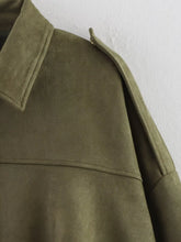 Load image into Gallery viewer, Women Bomber Jackets Suede Texture Coats Fashion Turn-down Collar Long Sleeve Loose Vintage Female Outerwear Chic Top Streetwear
