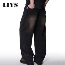 Load image into Gallery viewer, Four Season Men's Jeans Korean Version Student Casual Pants High Street Straight Loose Wide Leg Jeans Black Grey Blue Baggy Jean
