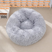 Load image into Gallery viewer, 1PC comfortable striped plush pet bed, suitable for cats and dogs,warm,deep sleep round nest,filling,gray,soft,indoor
