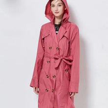 Load image into Gallery viewer, Fashion Women Thin Raincoat Poncho Ladies Waterproof Long Slim Raincoats Adults Outdoor Hiking  Windproof Rain Coat With Belt
