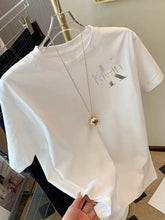 Load image into Gallery viewer, Front and back short-sleeved t-shirts, with logo - Trendy summer and spring women's printed t-shirts. Your best choice
