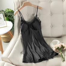 Load image into Gallery viewer, Female Nightdress Sexy Backless Spaghetti Strap Nightgown Sleepwear Spring Summer Nightwear Loose Silk Satin Home Dress Lingerie
