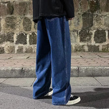 Load image into Gallery viewer, Men's Jeans Korean Version Student Casual Pants High Street Straight Loose Wide Leg Jeans Black Grey Blue Baggy Jeans
