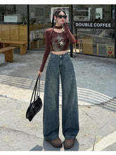 Load image into Gallery viewer, High Waisted Wide Leg Jeans Women Cotton Retro Denim Y2k Loose Fashion Design Sense Pant Streetwear Baggy Straight Trouser Woman
