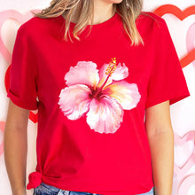 Load image into Gallery viewer, Pink Hibiscus Casual Y2K Tee
