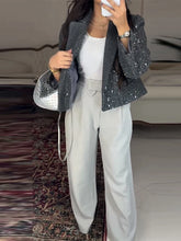 Load image into Gallery viewer, Elegant Cropped Sequin Blazer Jacket
