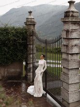 Load image into Gallery viewer, Elegant Mermaid Wedding Dresses Lace Long Sleeves Bridal Gown High Collar Exquisite Corset Party Dress robe de mariée Customized
