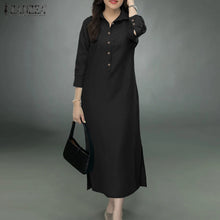 Load image into Gallery viewer, Elegant Lapel Solid Midi Dress
