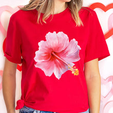 Load image into Gallery viewer, Pink Hibiscus Casual Y2K Tee
