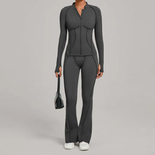 Load image into Gallery viewer, New Gym Yoga Outfit for Women Zipper Long Sleeve Fitness Suit Daily Casual Running Fitness Sportswear Two-Piece Sets Coat+Pants
