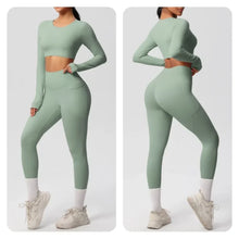 Load image into Gallery viewer, Yoga Gym Set Women Sports Impact Longline Strappy Top Fitness Overalls Sets Womens 2 Piece Sportswear Woman Gym Leggings Solid
