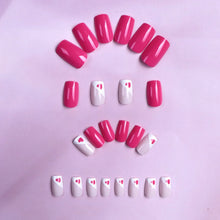 Load image into Gallery viewer, 24PCS Short False Nails With Rose Leaf Design Pressed On The Nails, Glossy Glue, Black Full Coverage Acrylic False Nails
