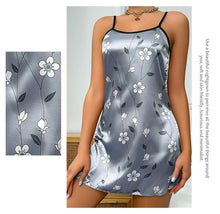 Load image into Gallery viewer, Women's Sleepdress Satin Floral Print Nightdress Comfortable Spaghetti Strap Sleepwear Dress Luxurious Satin Slip Nightdress
