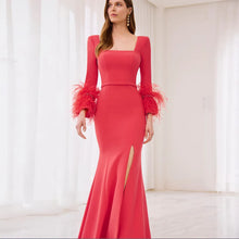 Load image into Gallery viewer, Elegant Feathered Mermaid Wedding Gown
