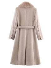 Load image into Gallery viewer, Elegant Belted Fur Collar Overcoat
