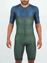 Load image into Gallery viewer, Righttrack Triathlon Race Suit Men's Short Sleeve Skinsuit Long Distance Tri Suits Performance Swimming/Cycling
