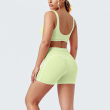 Load image into Gallery viewer, New Woman Yoga Set Color Blocking Sexy Sport Bra Yoga Underwear with Chest Pad High Waist Stripe Running Fitness Shorts Yoga Set
