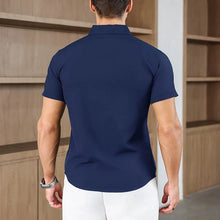 Load image into Gallery viewer, New Men's Business Casual Solid Color Short Sleeved Shirt for Summer Fashion No Ironing Comfortable and Versatile Top
