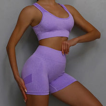 Load image into Gallery viewer, 2Pcs Women Yoga Outfit Set Sports Fitness Vest Running Workout Shorts Suit Gym Training Active Wear Handmade Accessory
