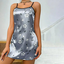 Load image into Gallery viewer, Women's Sleepdress Satin Floral Print Nightdress Comfortable Spaghetti Strap Sleepwear Dress Luxurious Satin Slip Nightdress
