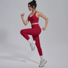 Load image into Gallery viewer, New Yoga Set for Woman Summer Gym Sports Running Bra Top Breathable Peach Buttocks Women Leggings Solid Color Yoga Set
