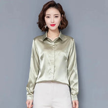 Load image into Gallery viewer, Elegant Satin Silk Office Blouse
