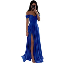 Load image into Gallery viewer, Off Shoulder Satin Bridesmaid Gown
