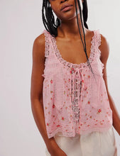 Load image into Gallery viewer, Sleeveless Tank Tops for Women Blouses Summer Boho Beach Wear 100%Cotton Splicing Lace Shirts Loose Casual Ladies Blusas Camis
