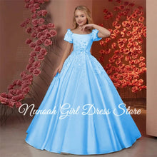 Load image into Gallery viewer, Elegant Flower Girl Dresses for Wedding Satin Beaded Floral Floor Length Girl Kids Birthday Party First Holy Communion Gown
