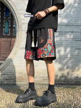 Load image into Gallery viewer, Men's ethnic embroidery pattern shorts with pockets, summer casual drawstring shorts, suitable for outdoor and beach casual wear
